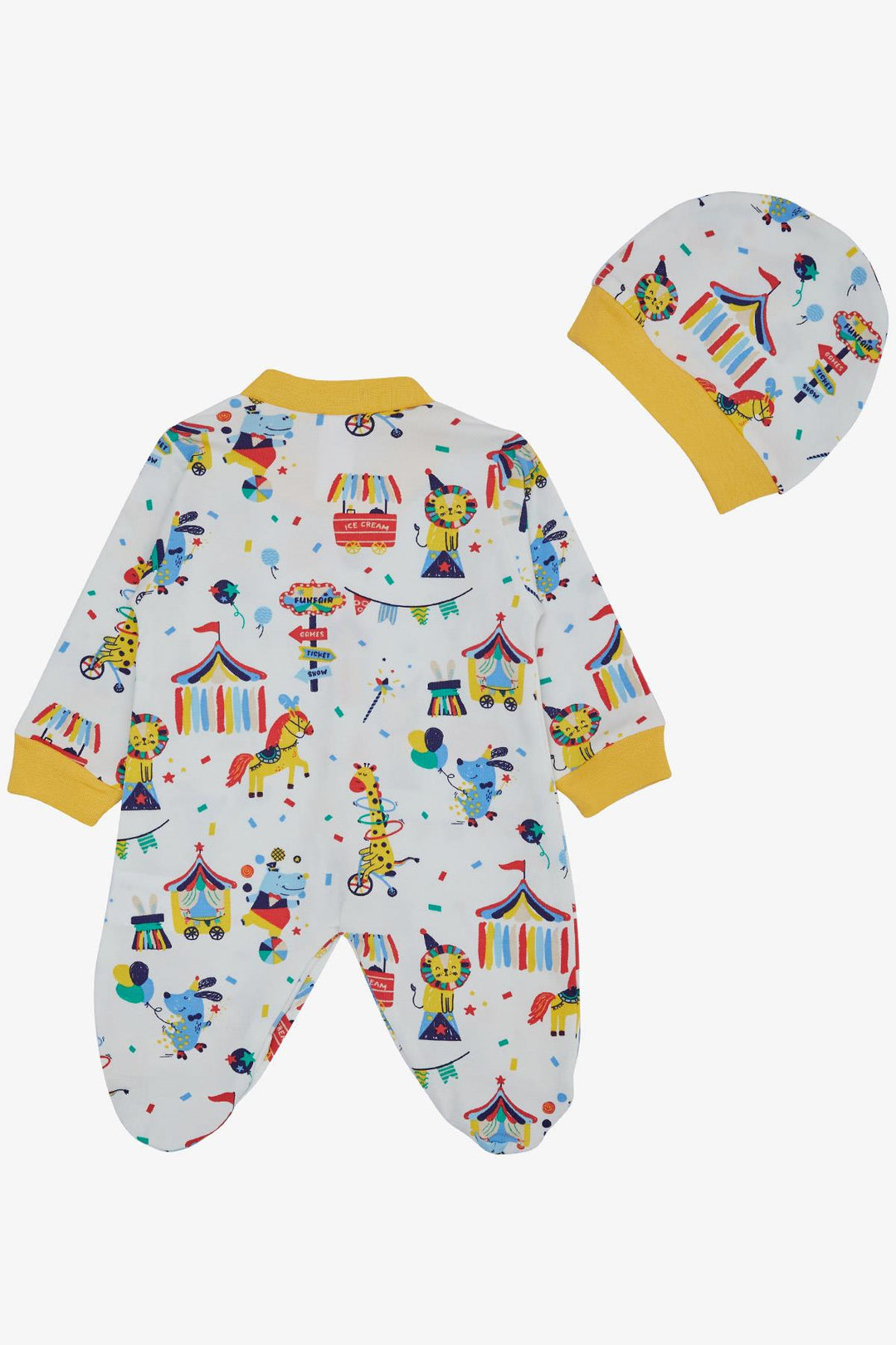 BRE Breeze Baby Boy Footed Romper Circus Themed 0-6 Months, White - Juárez