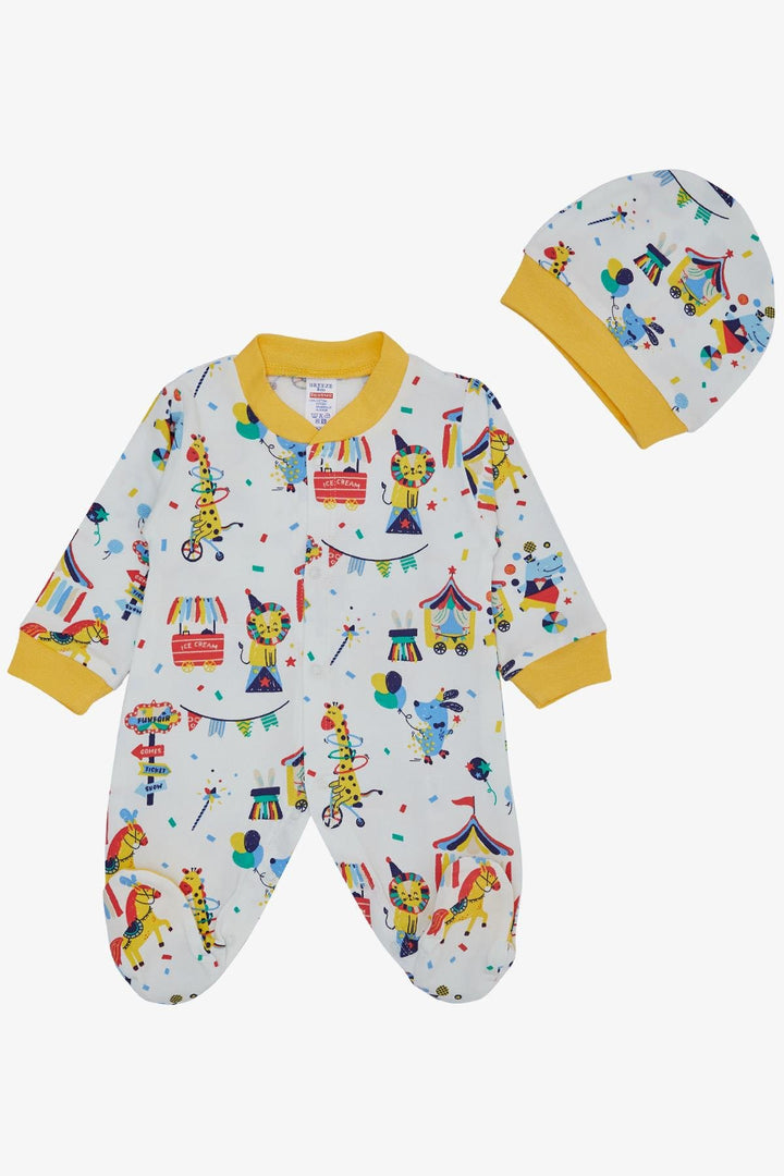 BRE Breeze Baby Boy Footed Romper Circus Themed 0-6 Months, White - Juárez