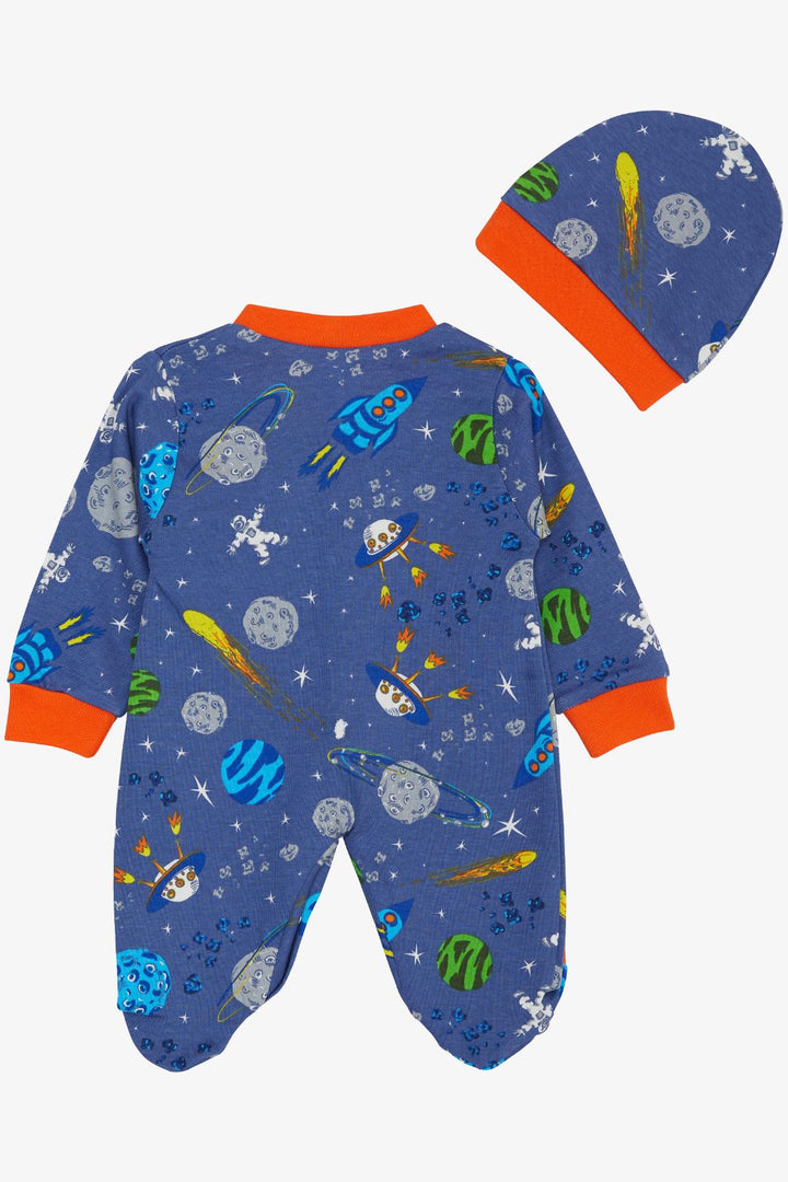 BRE Breeze Baby Boy Footed Romper Space Themed Patterned 0-6 Months, Dark Blue - Houghton le Spring