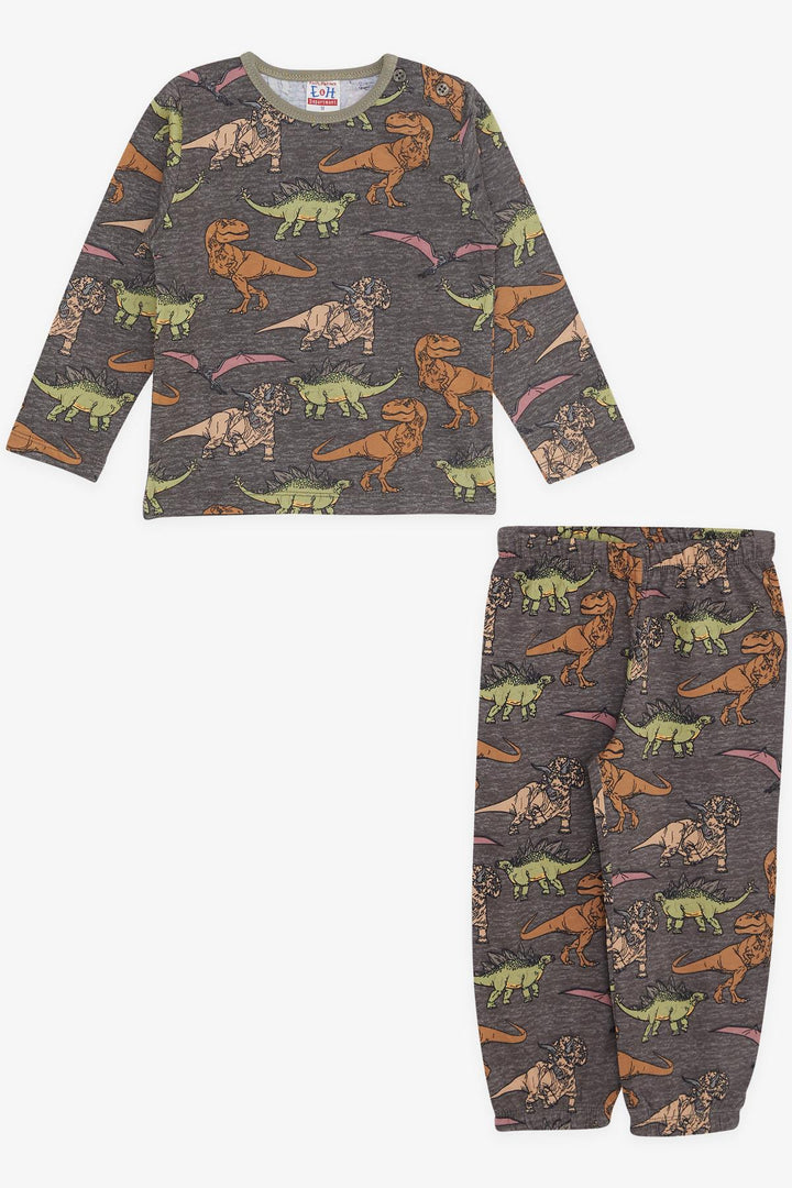 BRE Breeze Girls & Boys Baby Boy Pajama Set with Dinosaur Pattern 9 Months-3 Years, Anthracite - Harrow