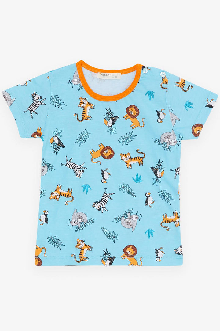 BRE Breeze Girls & Boys Baby Boy Pajama Set Animal Kingdom Themed 9 Months-3 Years, Baby Blue - Ellesmere Port