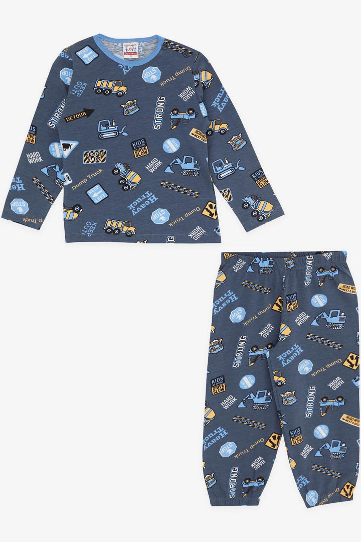 BRE Breeze Girls & Boys Baby Boy Pajama Set Construction Machine Themed 9 Months-3 Years, Smoke Gray - Huntington Beach