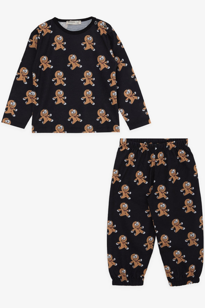 BRE Breeze Baby Boy Pajama Set Cheerful Cookie Patterned 9 Months-3 Years, Black - Montemorelos