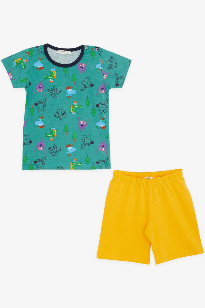 BRE Breeze Baby Boy Pajama Set Cheerful Animal Kingdom Friendship Themed 9 Months-3 Years, Green - Gllogovc