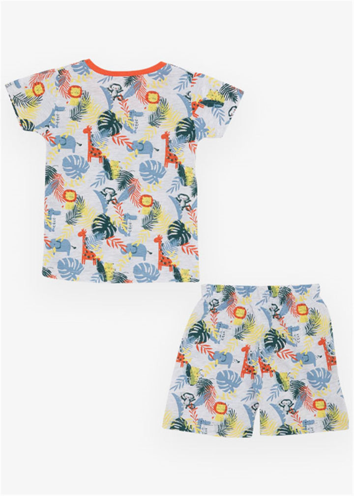 BRE Breeze Girls & Boys Baby Boy Pajama Set Forest Themed Animal Patterned 9 Months-3 Years, Gray Melange - Norwalk