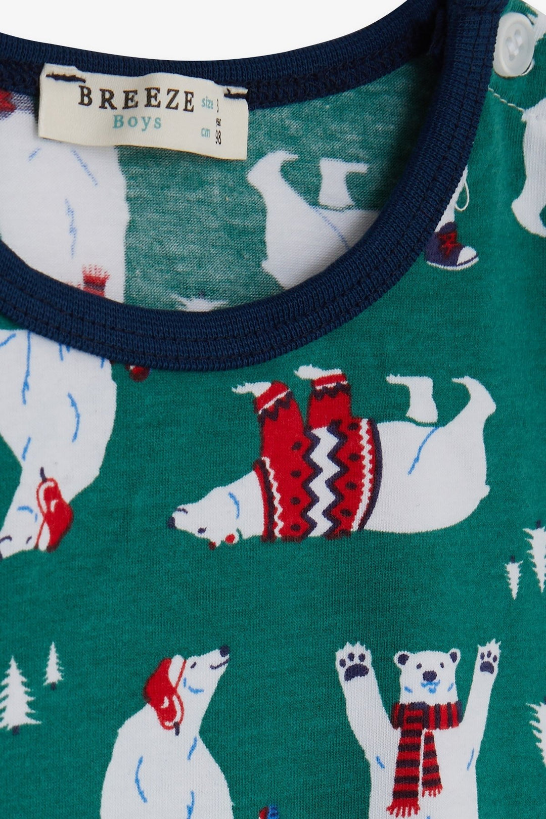 BRE Breeze Baby Boy Pajama Set Cute Polar Bear Patterned 9 Months-3 Years, Green - Cheltenham