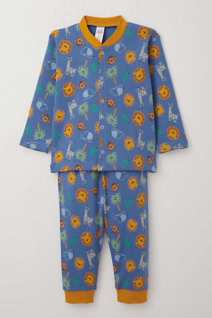 BRE Breeze Baby Boy Pajama Set Cute Animal World Themed 4 Months Year, Blue - Feltham