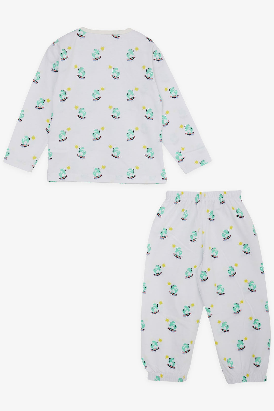 BRE Breeze Baby Boy Pajama Set Surfer Dinosaur Patterned 9 Months-3 Years, White - Darlington