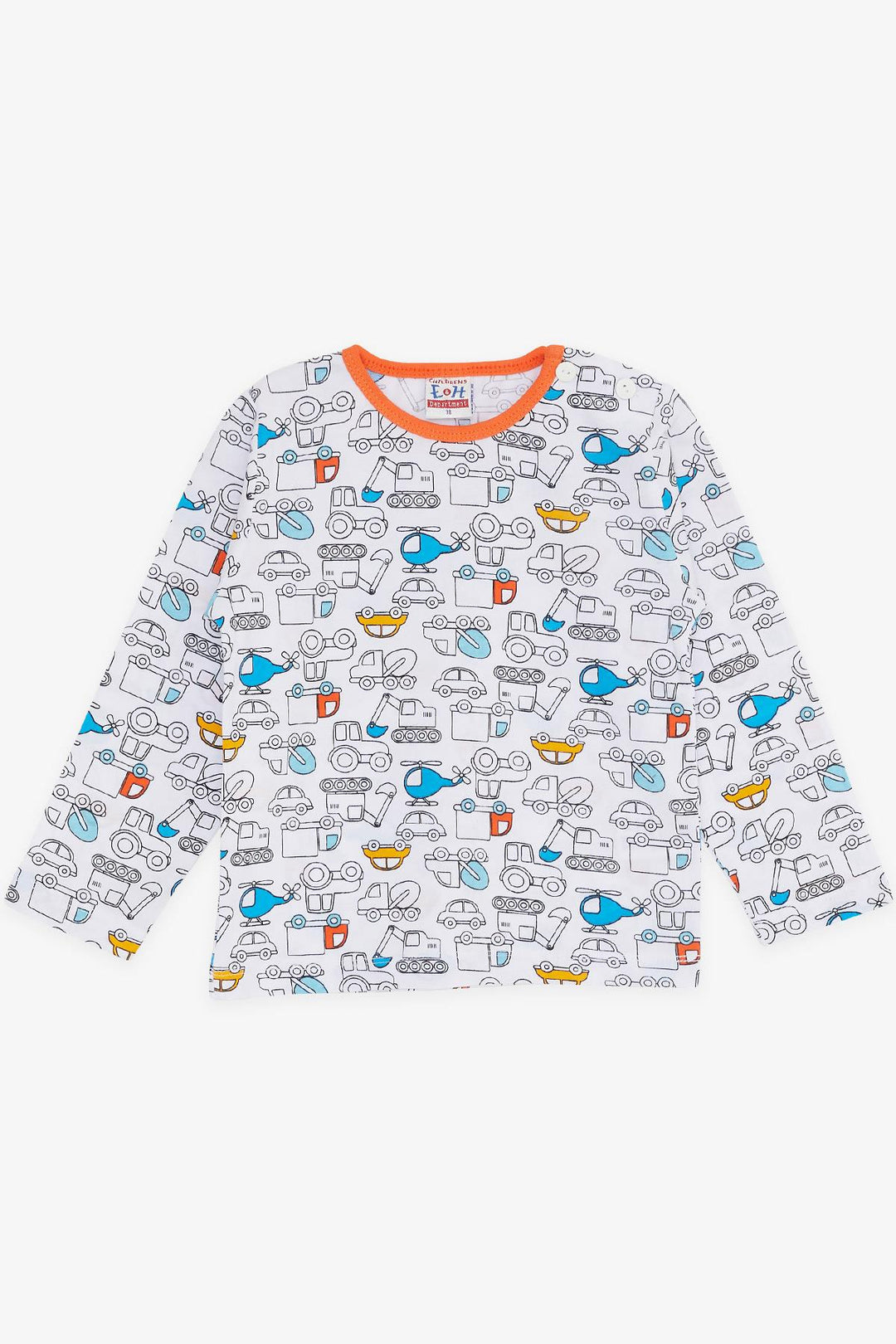 BRE Breeze Girls & Boys Baby Boy Pajama Set Vehicle Patterned 9 Months-3 Years, White - Long Beach