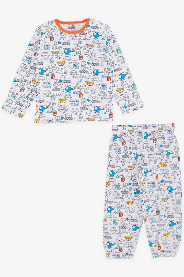 BRE Breeze Girls & Boys Baby Boy Pajama Set Vehicle Patterned 9 Months-3 Years, White - Long Beach