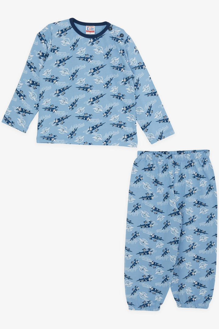 BRE Breeze Girls & Boys Baby Boy Pajama Set with Plane Pattern 9 Months-3 Years, Blue - Goodyear