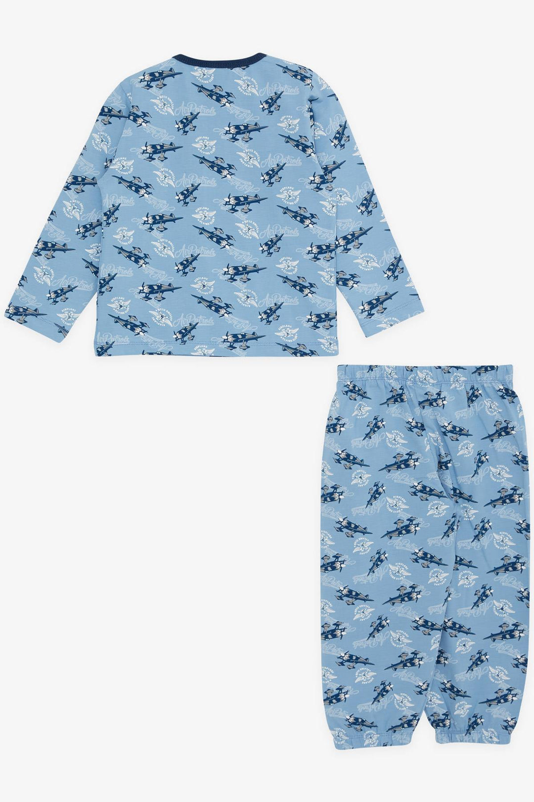 BRE Breeze Girls & Boys Baby Boy Pajama Set with Plane Pattern 9 Months-3 Years, Blue - Goodyear