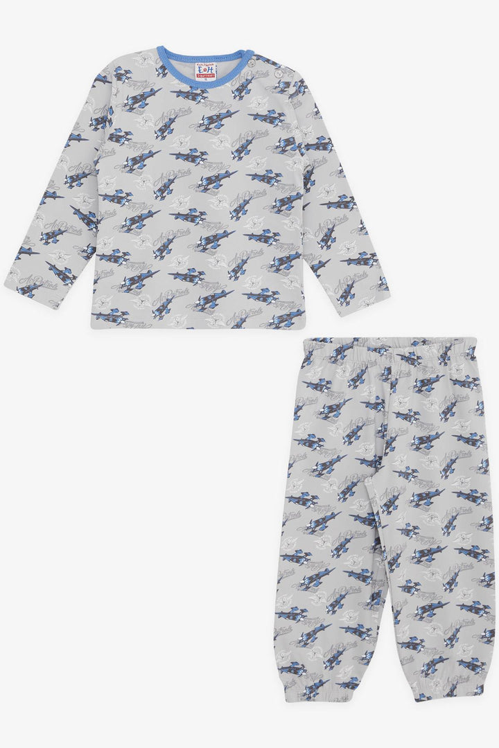 BRE Breeze Girls & Boys Baby Boy Pajama Set with Airplane Pattern 9 Months-3 Years, Gray - Apeldoorn