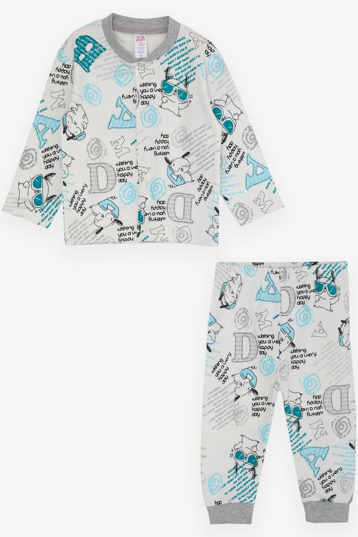 BRE Breeze Baby Boy Pyjama Set with Writing Pattern 4 Months Year, Beige - Scafati