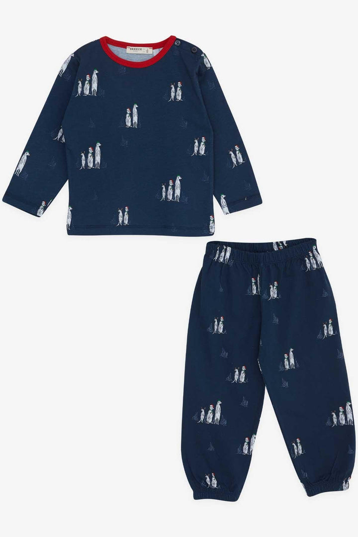 BRE Breeze Baby Boy Pyjama Set New Year's Theme 9 Months-3 Years, Navy Blue - Columbia