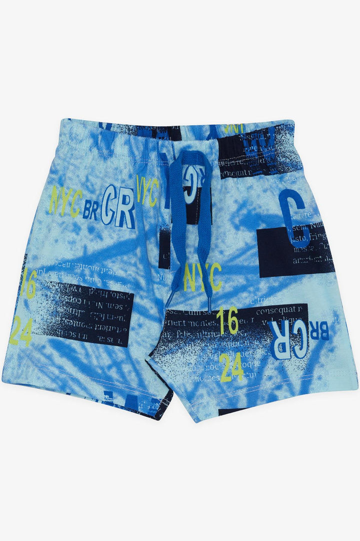 BRE Breeze Girls & Boys Baby Boy Shorts with Lace-Up Accessory Printed with Writing 9 Months-3 Years, Blue - Néa Ionía