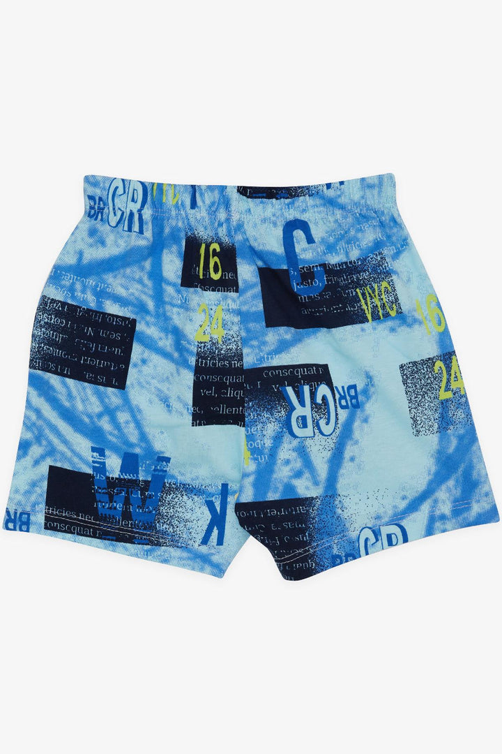 BRE Breeze Girls & Boys Baby Boy Shorts with Lace-Up Accessory Printed with Writing 9 Months-3 Years, Blue - Néa Ionía