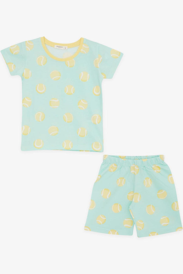 BRE Breeze Girls & Boys Baby Boy Short Pyjama Set Tennis Ball Patterned 9 Months-3 Years, Aqua Green - Jurupa Valley