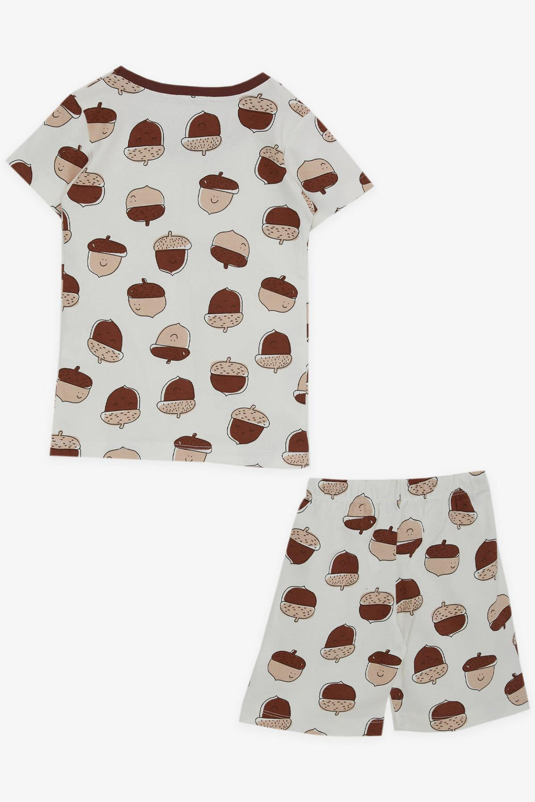 BRE Breeze Girls & Boys Baby Boy Short Pyjama Set Smiling Face Oak Acorn Patterned 9 Months-3 Years, Ecru - Torremolinos