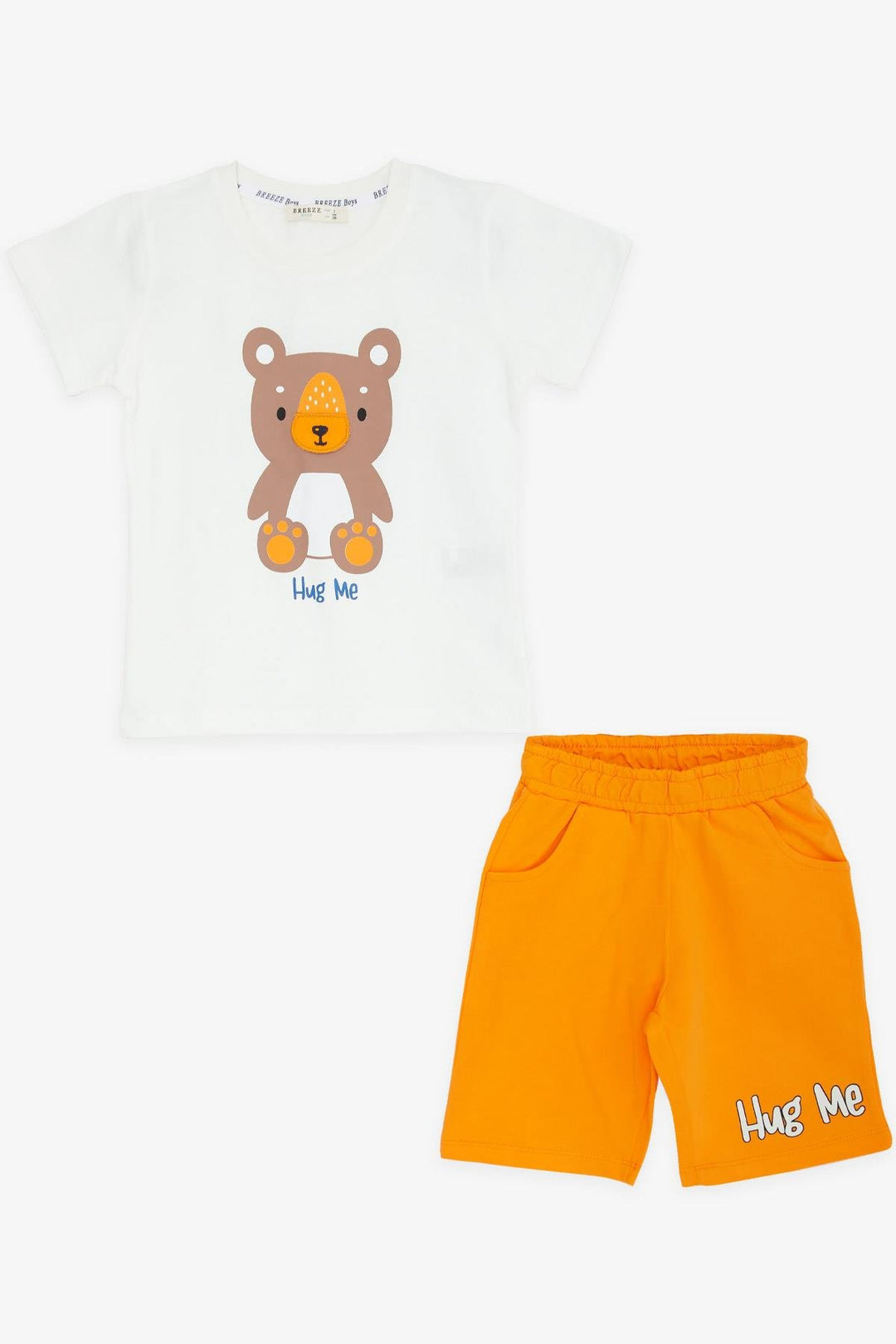 BRE Breeze Baby Boy Shorts Set with Bear Print Nose Moving 9 Months-3 Years, Ecru - Chatham