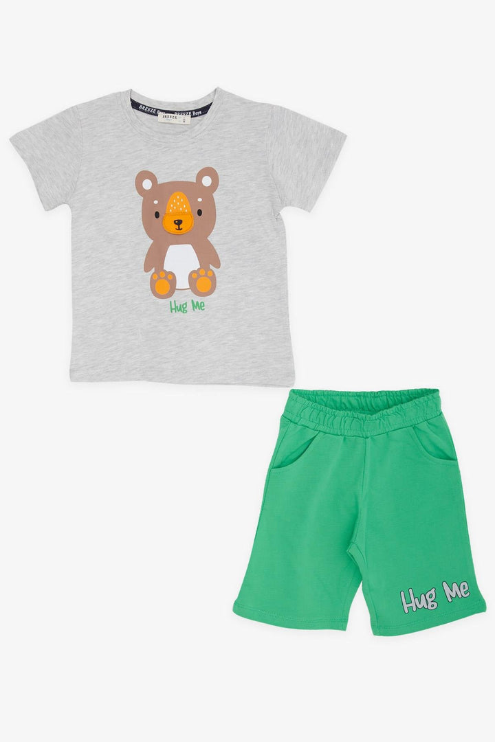 BRE Breeze Baby Boy Shorts Set with Bear Print Nose Moving 9 Months-3 Years, Grey Melange - Uzhhorod