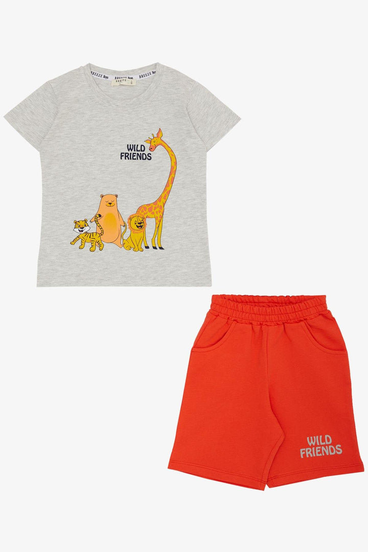 BRE Breeze Baby Boy Shorts Set Strong Friends Themed 9 Months-3 Years, Light Grey Melange - Kardítsa