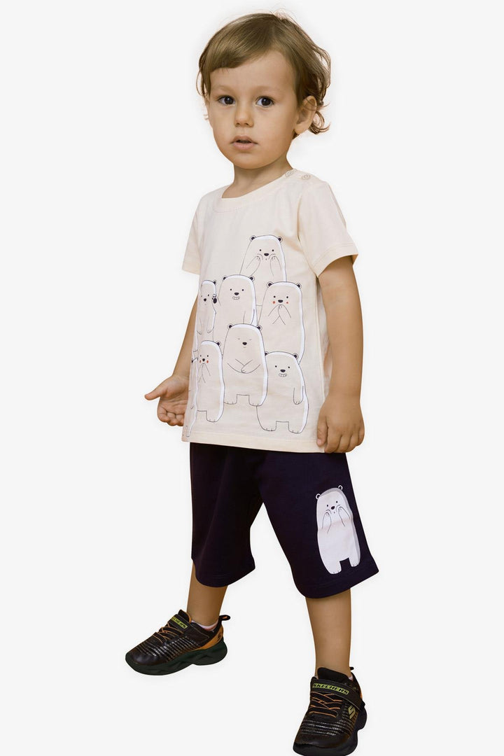 BRE Breeze Baby Boy Shorts Set with Polar Bear Print 9 Months-3 Years, Beige - Marinha Grande