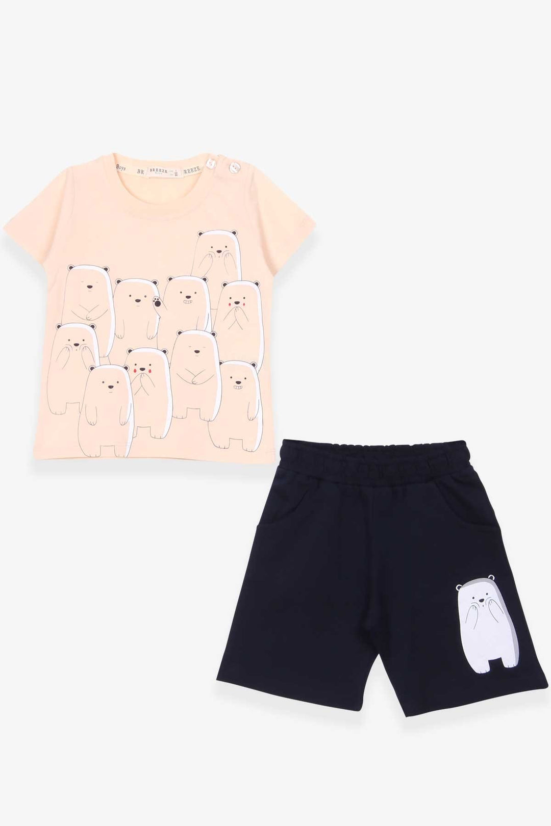 BRE Breeze Baby Boy Shorts Set with Polar Bear Print 9 Months-3 Years, Beige - Marinha Grande