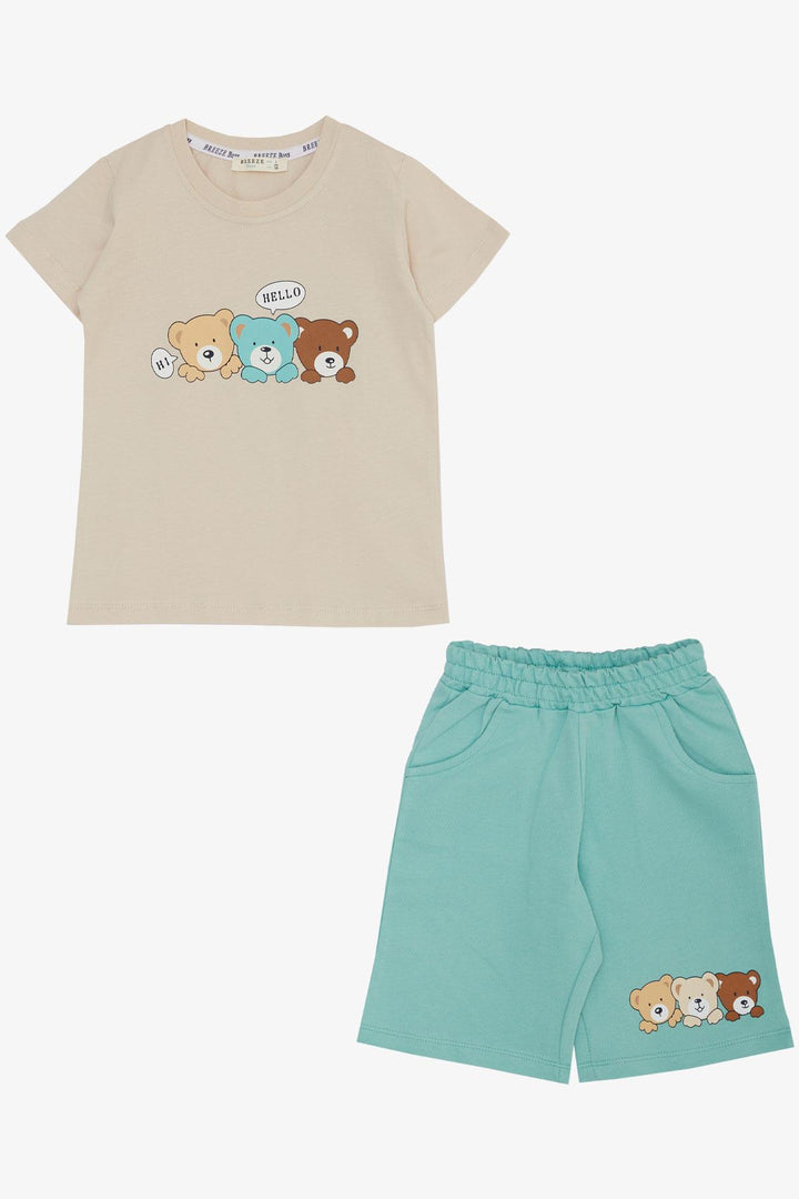 BRE Breeze Baby Boy Shorts Set Cute Friends Printed 9 Months-3 Years, Beige - Homestead