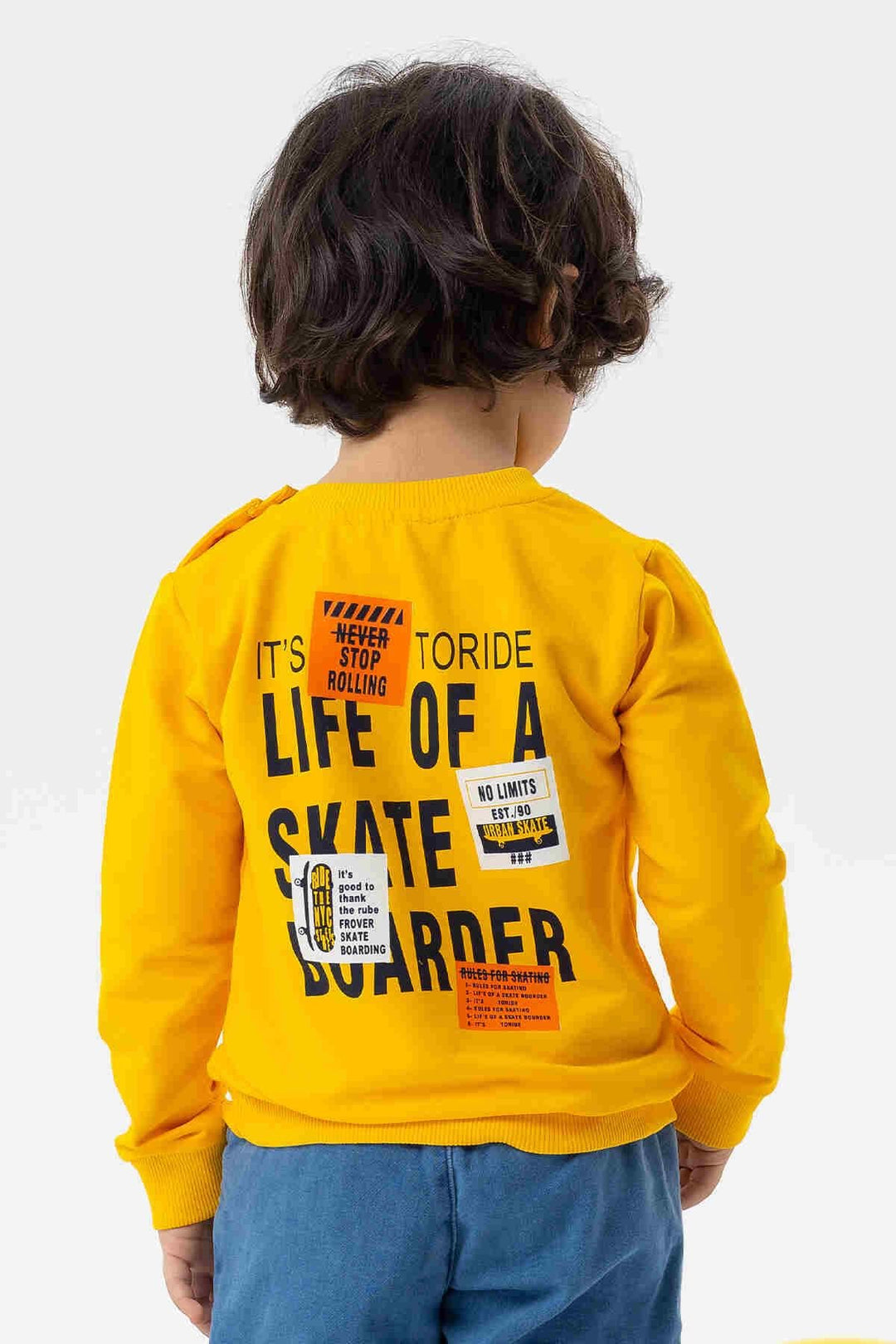 BRE Breeze Baby Boy Sweatshirt Skateboard Printed 9 Months-3 Years, Yellow - Iesi