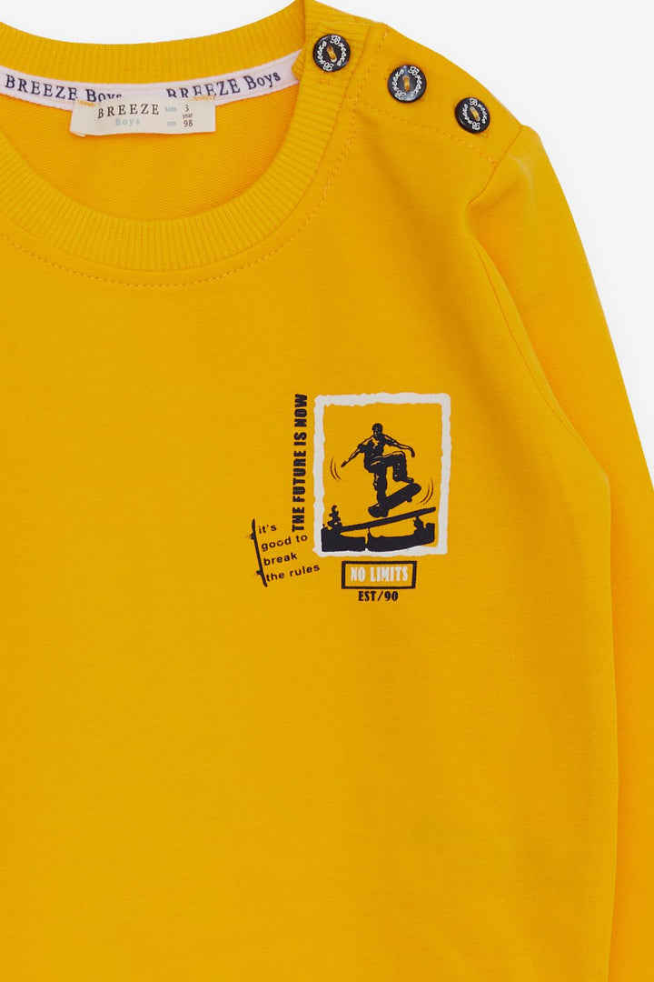 BRE Breeze Baby Boy Sweatshirt Skateboard Printed 9 Months-3 Years, Yellow - Iesi