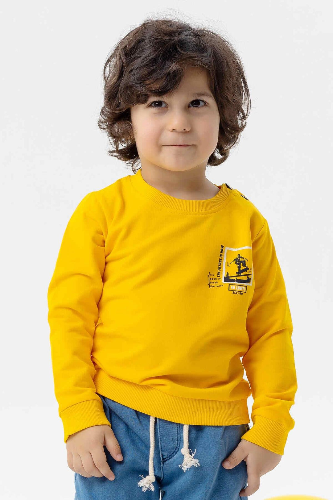 BRE Breeze Baby Boy Sweatshirt Skateboard Printed 9 Months-3 Years, Yellow - Iesi