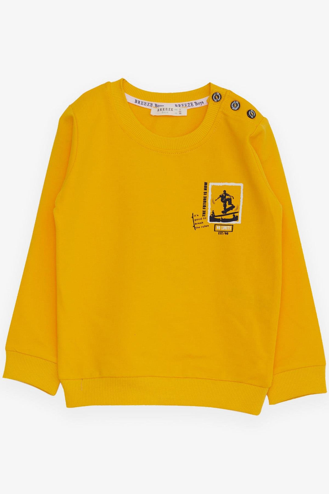 BRE Breeze Baby Boy Sweatshirt Skateboard Printed 9 Months-3 Years, Yellow - Iesi