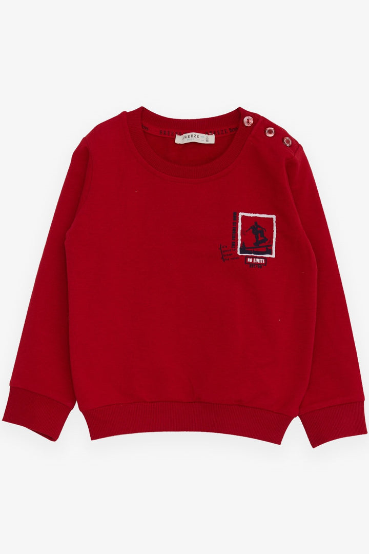 BRE Breeze Baby Boy Sweatshirt Skateboard Printed 9 Months-3 Years, Red - Williamsburg