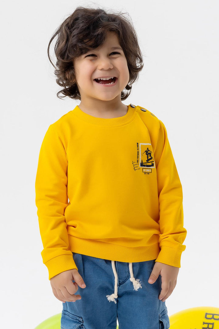 BRE Breeze Baby Boy Sweatshirt Skateboard Printed 9 Months-3 Years, Yellow - Iesi