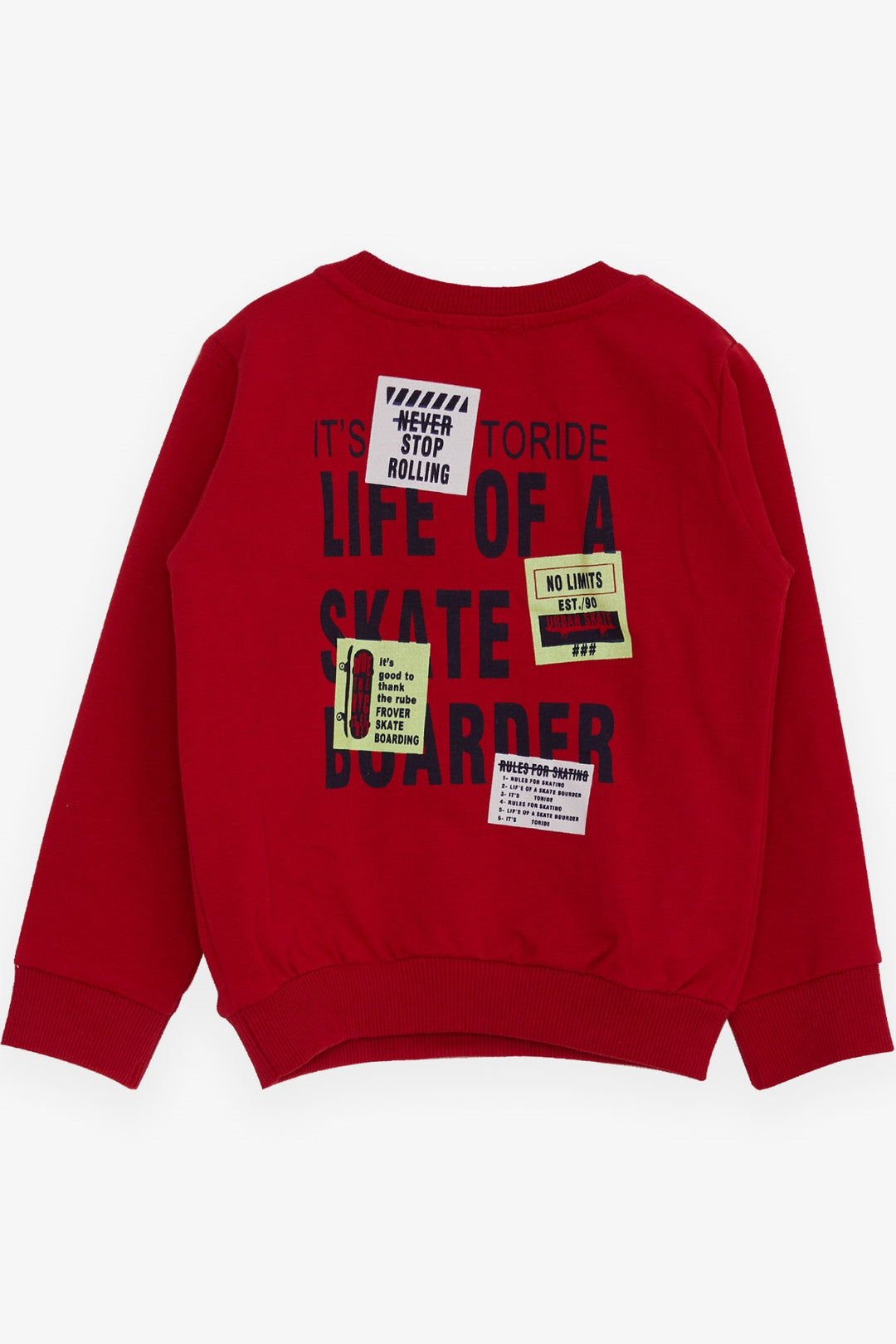 BRE Breeze Baby Boy Sweatshirt Skateboard Printed 9 Months-3 Years, Red - Williamsburg