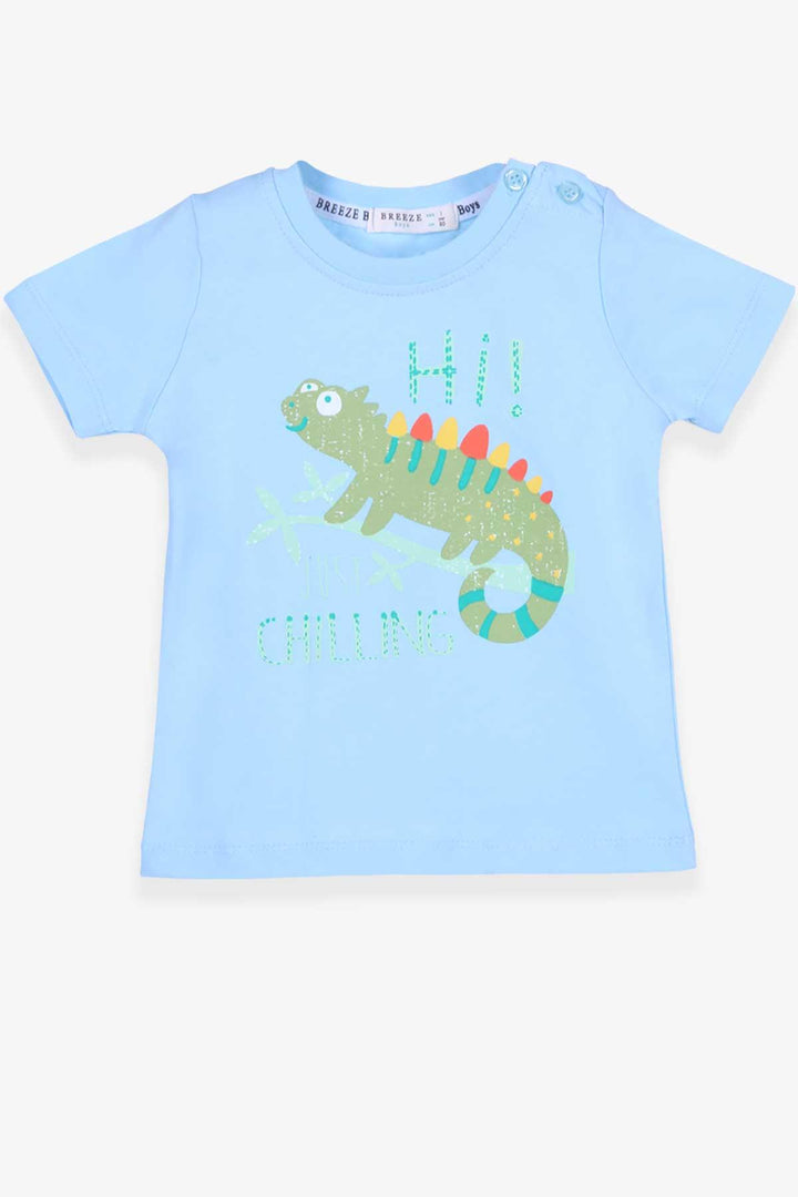 BRE Breeze Baby Boy T-shirt with Chameleon Print 9 Months-3 Years, Light Blue - Yecapixtla