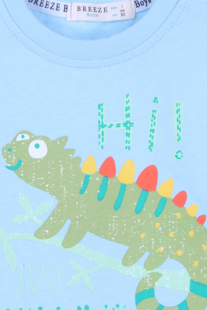 BRE Breeze Baby Boy T-shirt with Chameleon Print 9 Months-3 Years, Light Blue - Yecapixtla