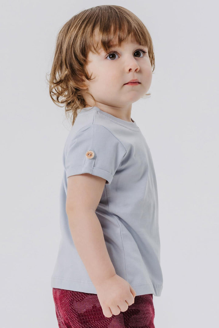 BRE Breeze Baby Boy T-shirt with Pocketed Sleeves Button Accents 9 Months-3 Years, Grey - San Marcos