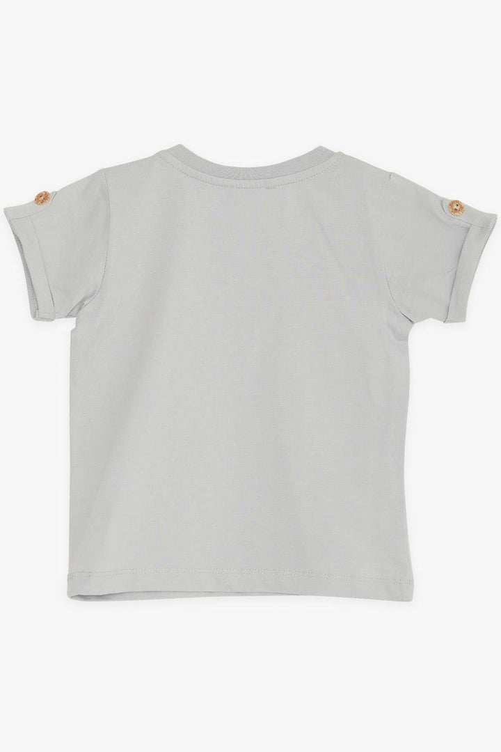 BRE Breeze Baby Boy T-shirt with Pocketed Sleeves Button Accents 9 Months-3 Years, Grey - San Marcos