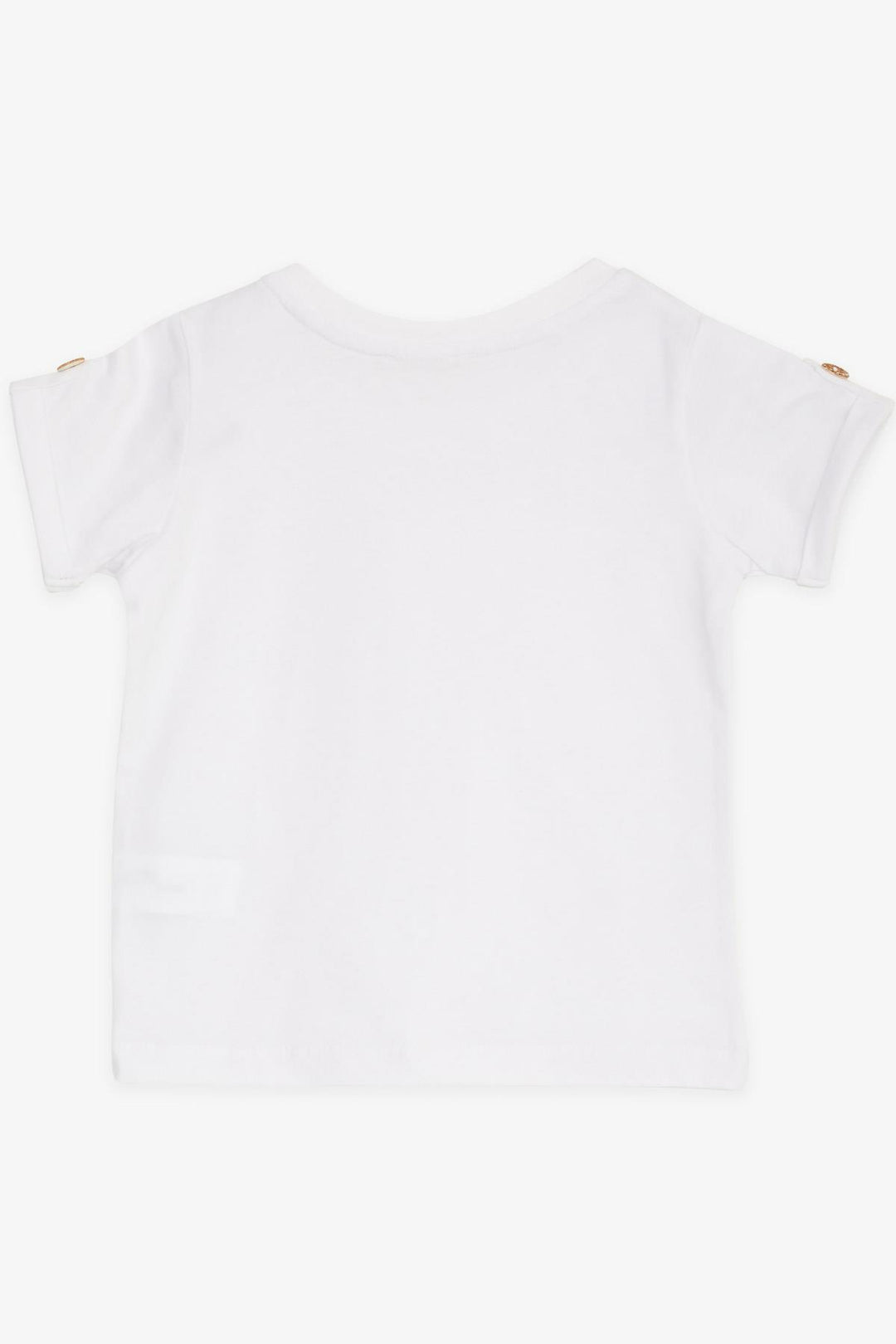 BRE Breeze Baby Boy T-shirt with Pocketed Sleeves Button Accents 9 Months-3 Years, White - Dunstable