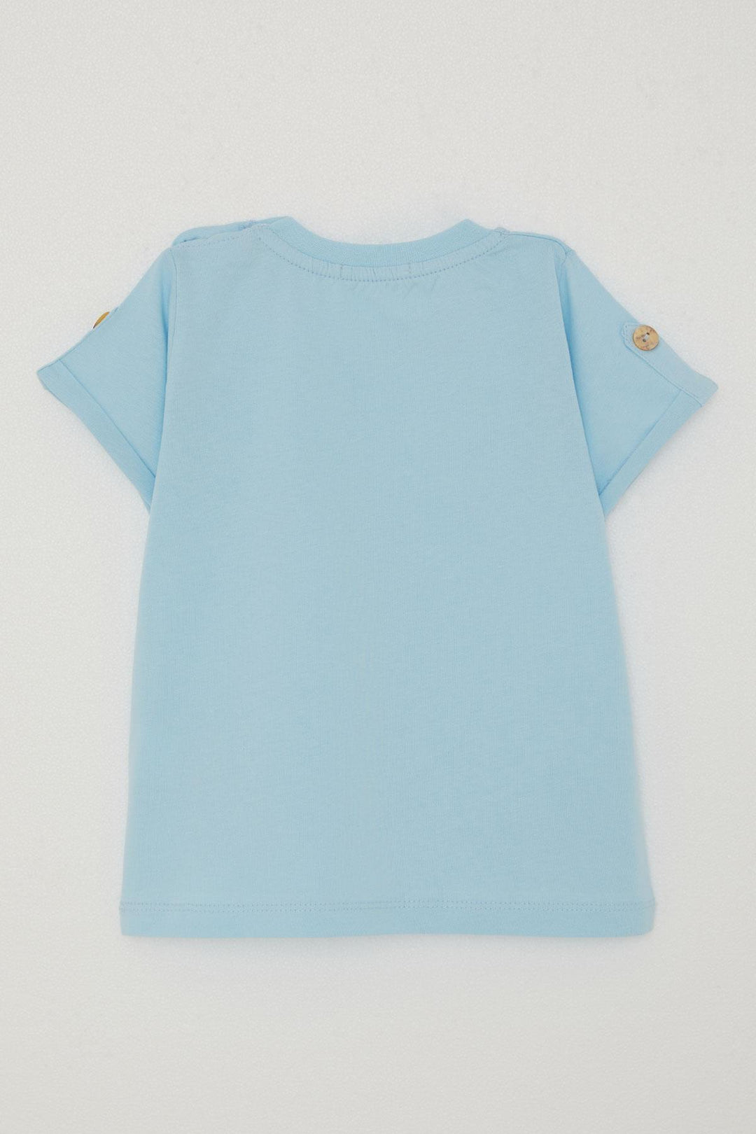 BRE Breeze Baby Boy T-shirt with Pocket Sleeves Button Accessorized 9 Months-3 Years, Light Blue - Brindisi