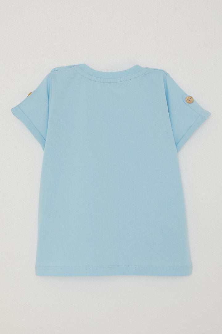 BRE Breeze Baby Boy T-shirt with Pocket Sleeves Button Accessorized 9 Months-3 Years, Light Blue - Brindisi