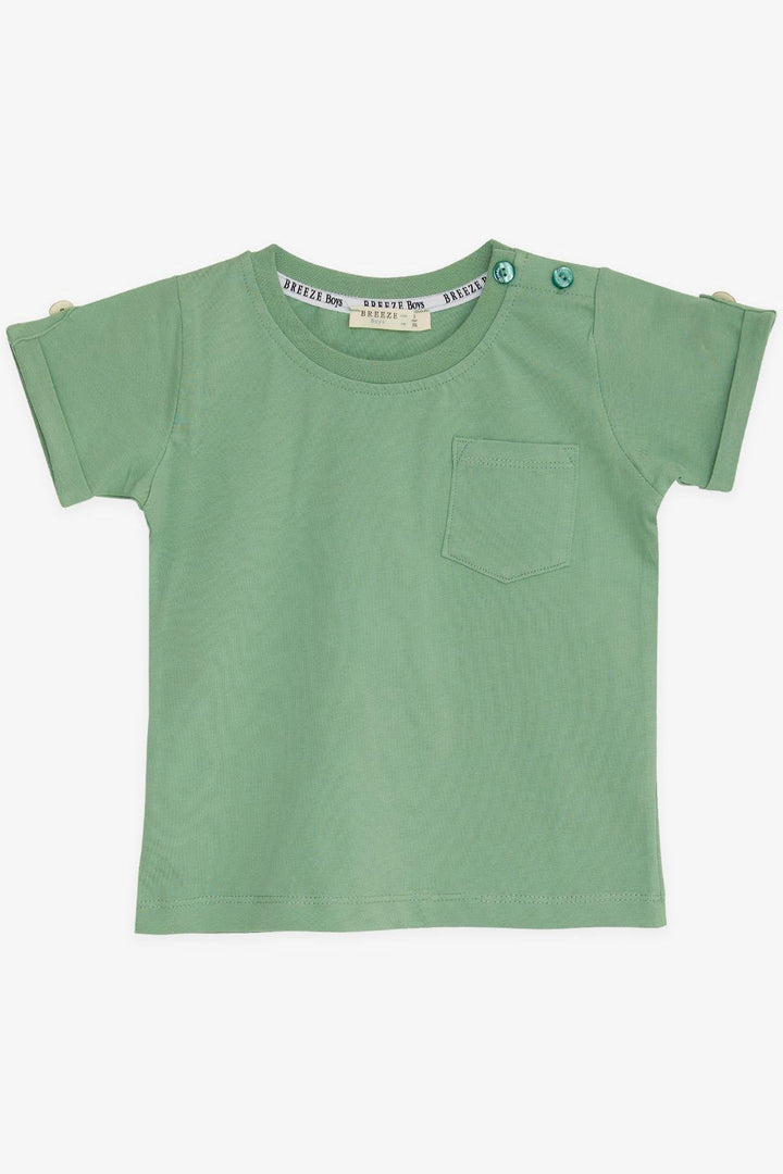 BRE Breeze Baby Boy T-shirt with Pocket Sleeves Button Accents 9 Months-3 Years, Mint Green - Bruchsal