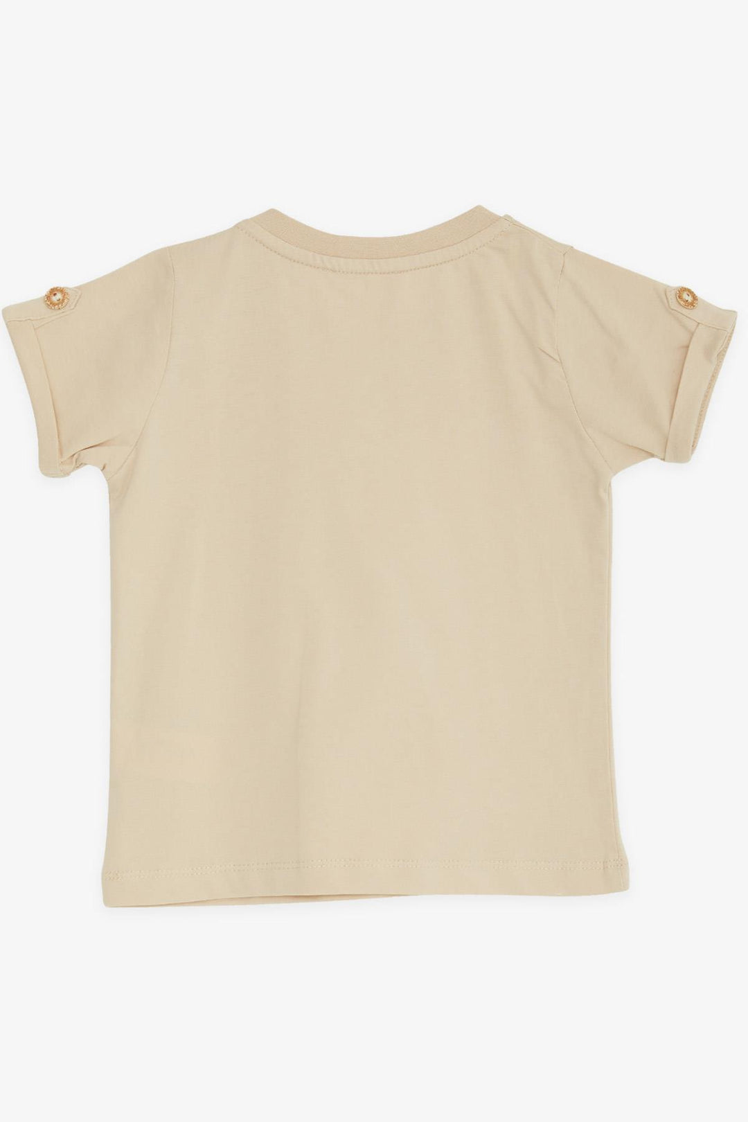 BRE Breeze Baby Boy T-shirt with Pocketed Sleeves Button Accessory 9 Months-3 Years, Beige - Newbury