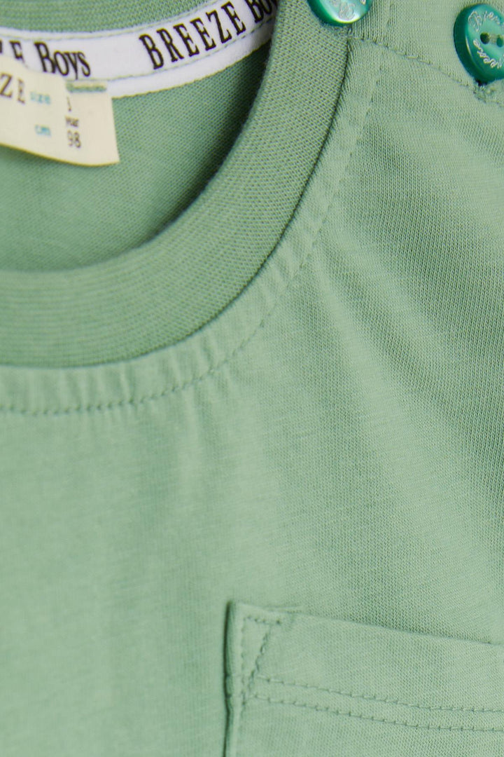 BRE Breeze Baby Boy T-shirt with Pocket Sleeves Button Accents 9 Months-3 Years, Mint Green - Bruchsal