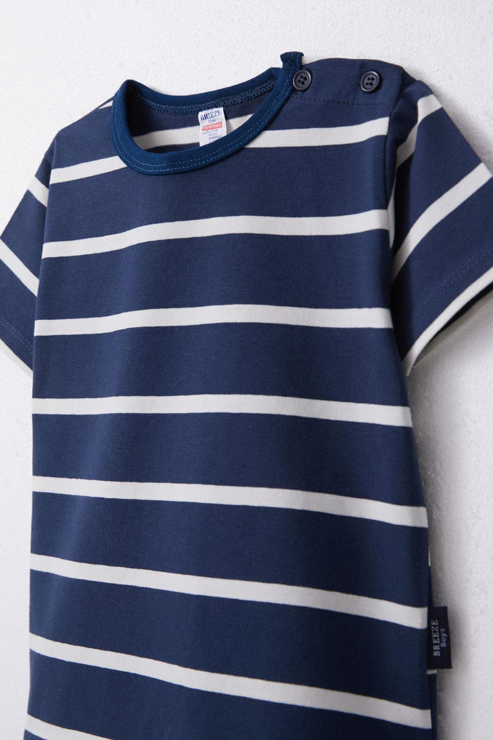 BRE Breeze Boys' T-shirt Striped 1-4 Years, Navy Blue - Le Cannet