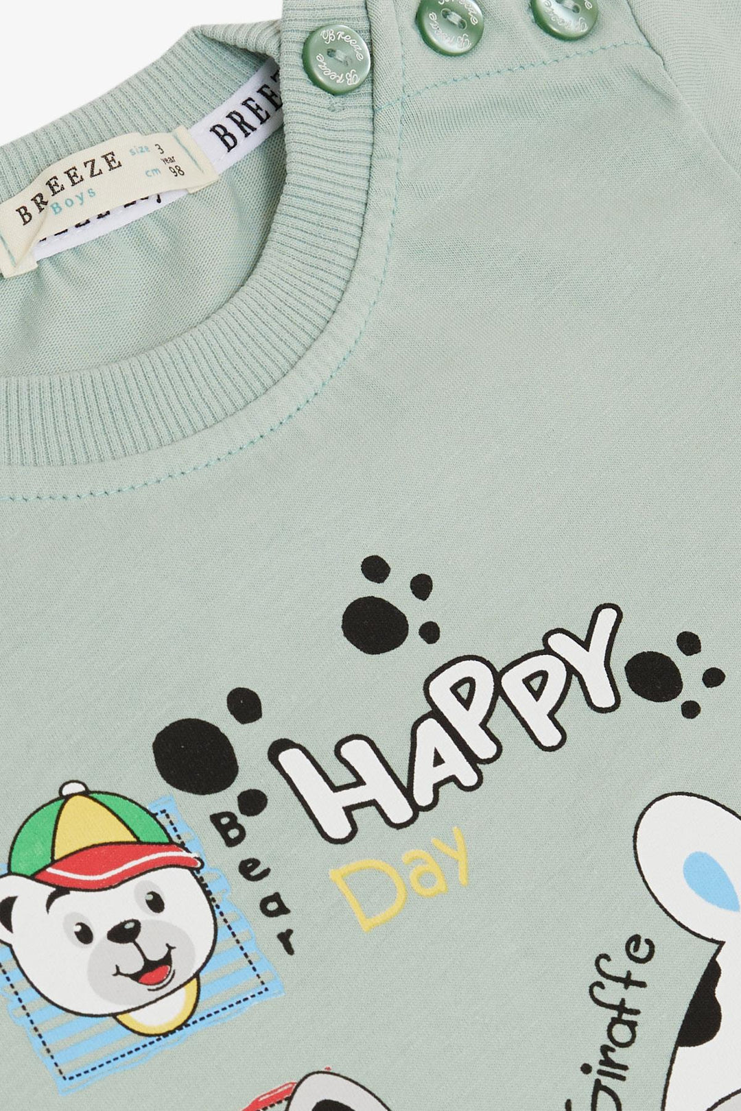 BRE Breeze Baby Boy T-shirt Cute Animal Printed 9 Months-3 Years, Mint Green - Victoria