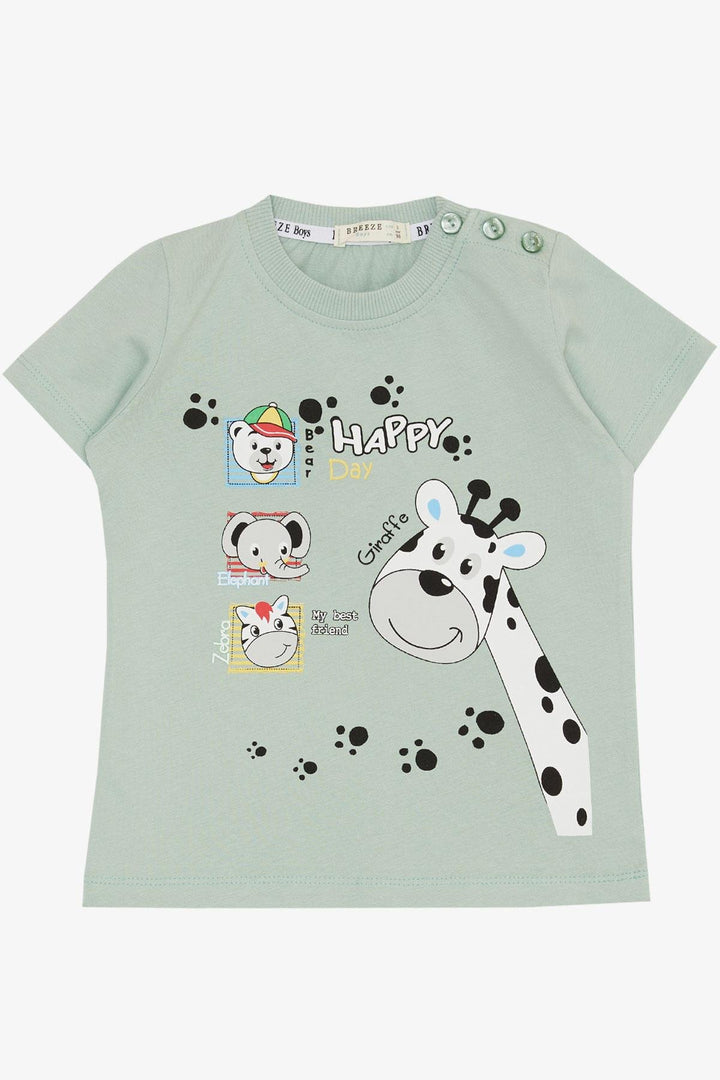 BRE Breeze Baby Boy T-shirt Cute Animal Printed 9 Months-3 Years, Mint Green - Victoria