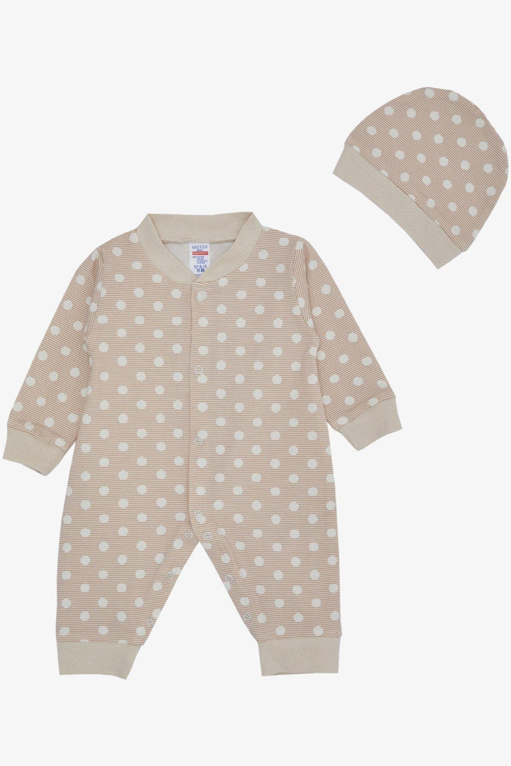 BRE Breeze Baby Boy Romper Striped Polka Dot Patterned 0-6 Months, Beige - Ibbenbüren